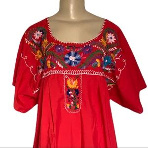 Handmade Hawaiian Boho Floral Embroidered Muumuu Maxi Dress